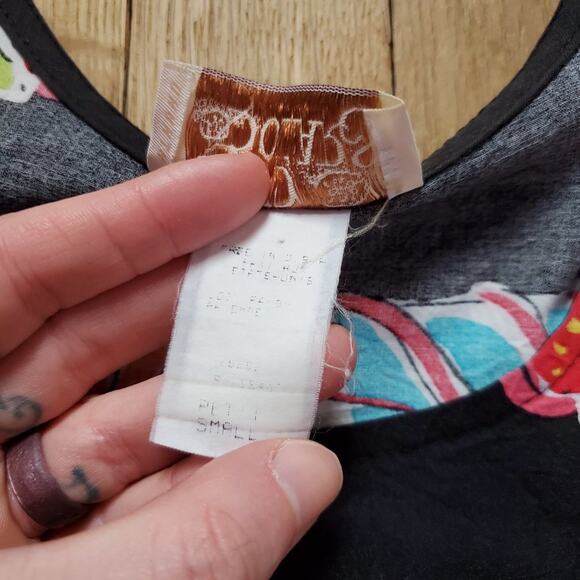 Vintage 90s Tropical Drinks Trapeze Swing Short Sleeve Mini Dress Colorful - Picture 9 of 14